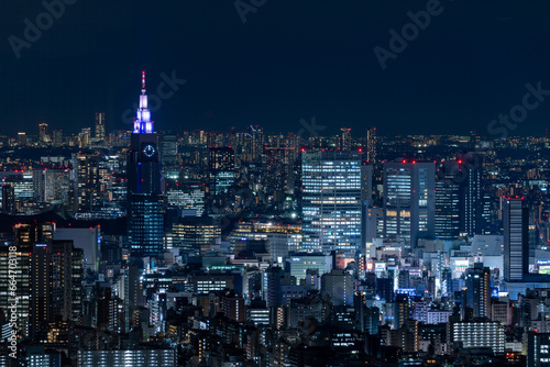 Tokyo Shinjuku and Yoyogi area high rise buildings at dusk. photo