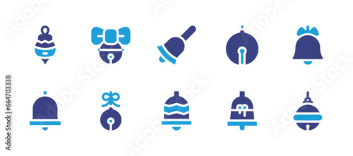 Christmas bell icon set. Duotone color. Vector illustration. Containing bauble, christmas bell, bell, sleigh bell, jingle bell.