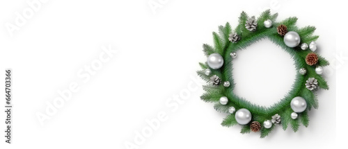 christmas wreath isolated on white background with copy space 