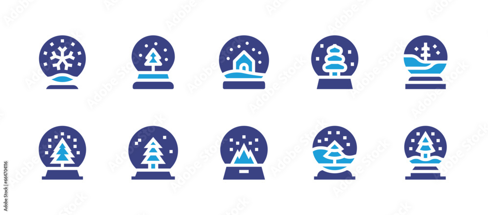 Snowball icon set. Duotone color. Vector illustration. Containing snow ball, snow globe, christmas ball.