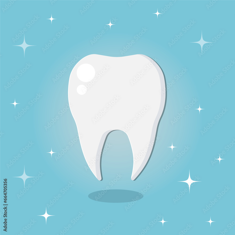 Vector illustration of a clean tooth on a blue background. Vector illustration of a clean tooth on a blue background.