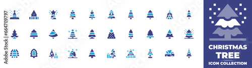 Christmas tree icon set. Duotone color. Vector illustration. Containing star, christmas tree, pine tree, tree, pine, truck, christmas, gift.