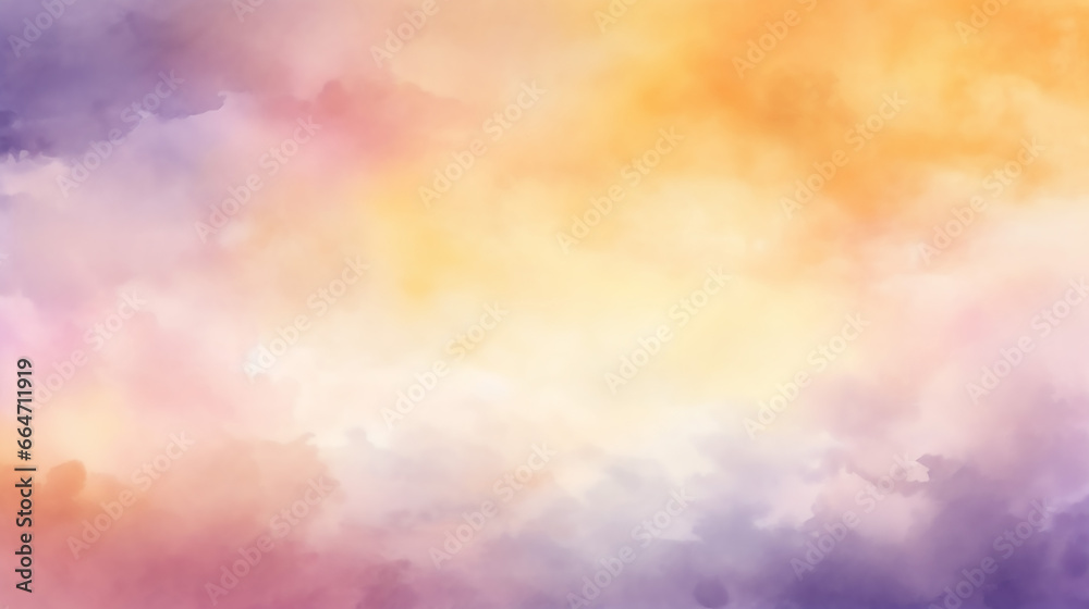 abstract watercolor background with sunset sky orange purple