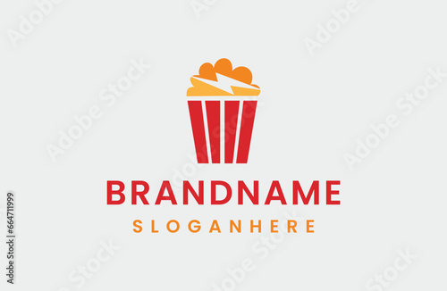 Popcorn electric logo template vector illustration design