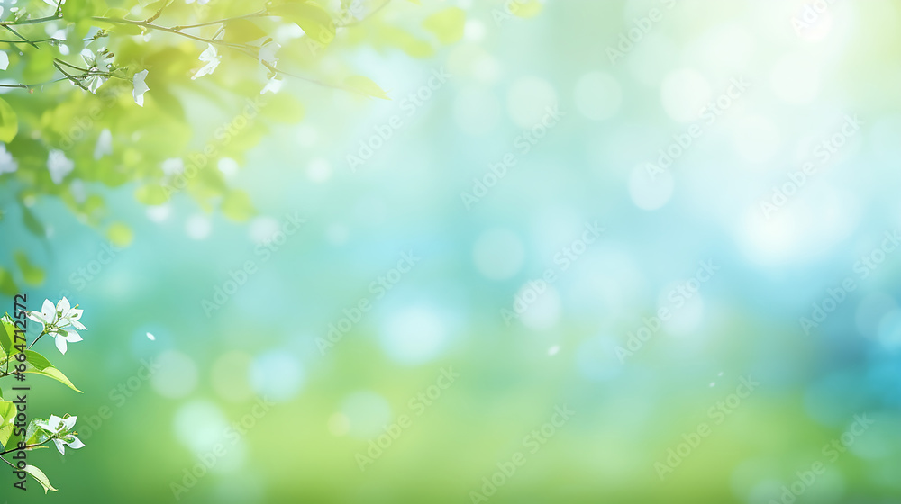 beautiful bokeh background with light green blue spring background with sun shine beautiful bokeh background with light green blue spring background with sun shine