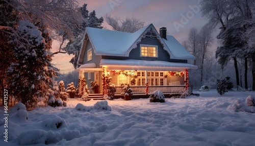 Cozy country house decorated before Christmas