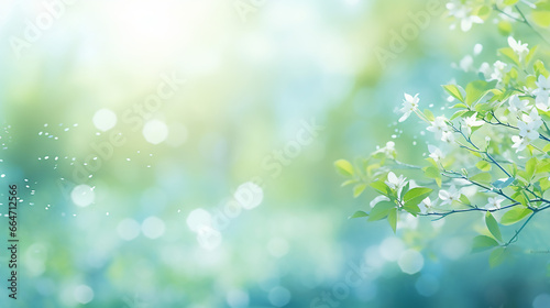 Light green blue spring background with sun shine