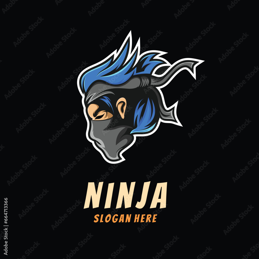 Illustration Head Ninja Mascot Logo
