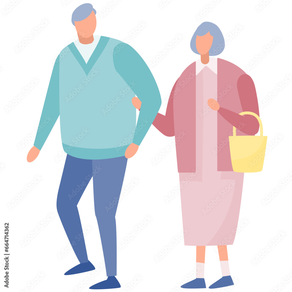 散歩するシニアカップル