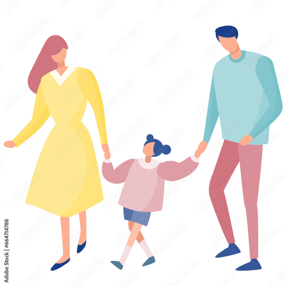 手をつないで歩く親子連れ 手をつないで歩く親子連れ