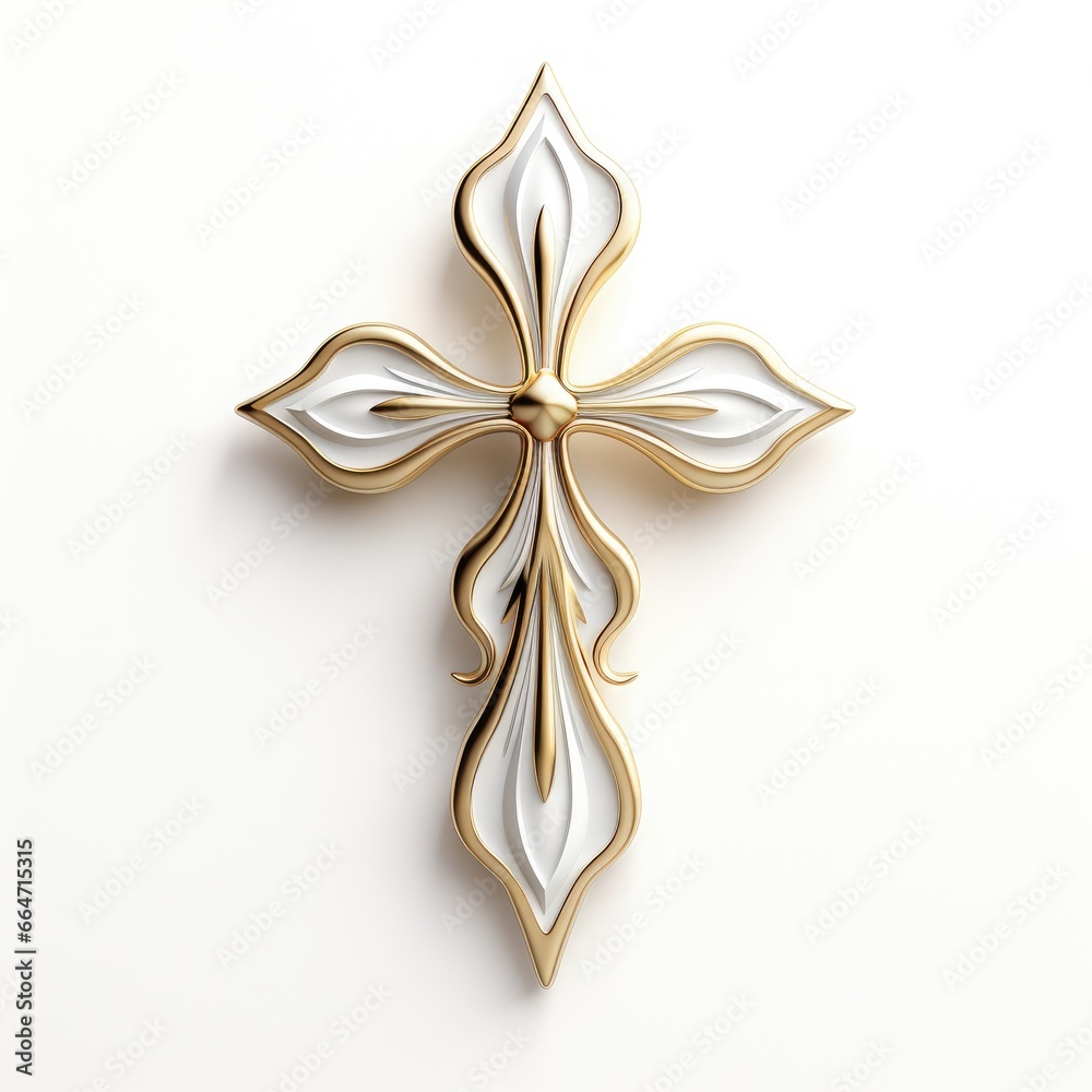 Naklejka premium golden cross on a white background. 3d render illustration.