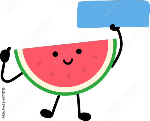 Kawaii watermelon angry illustration