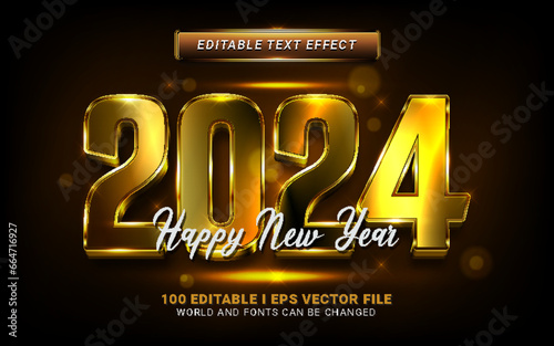 2024 happy new year text effect graphic style