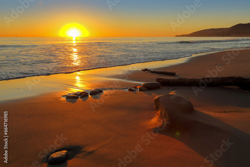 A magnificent sunset at El capitan state beach, California
