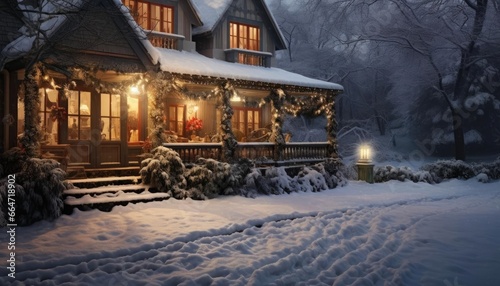 Cozy country house decorated before Christmas