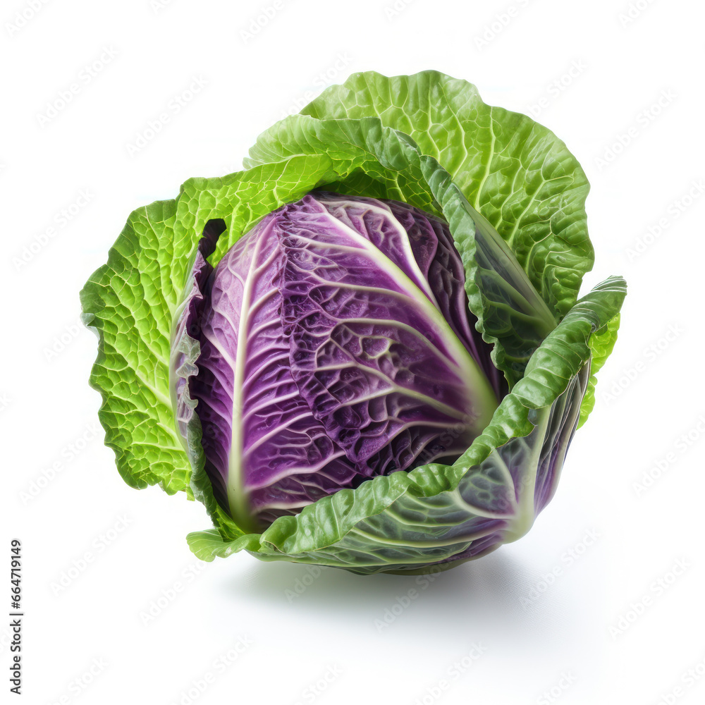 Fototapeta premium Cabbage Studio Shot Isolated on Clear Background, Food Photography, Generative AI
