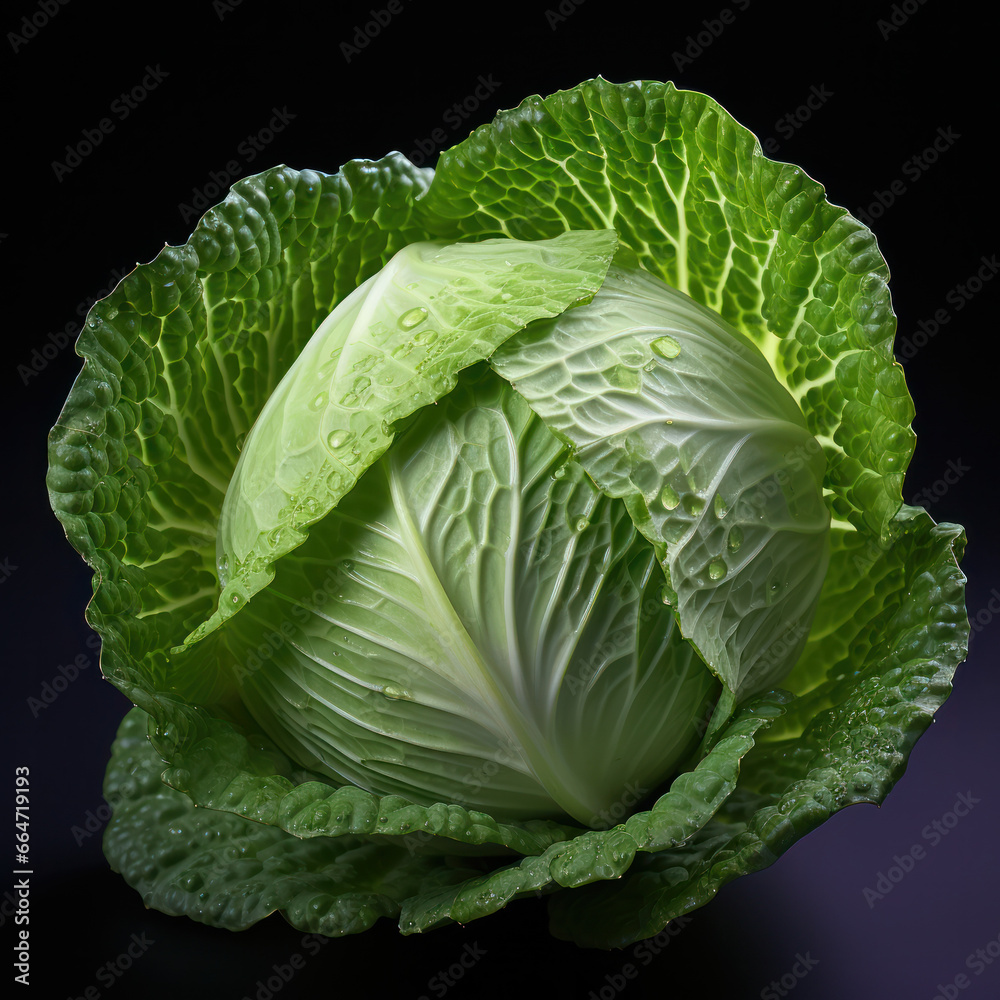 Obraz premium Cabbage Studio Shot Isolated on Clear Background, Food Photography, Generative AI