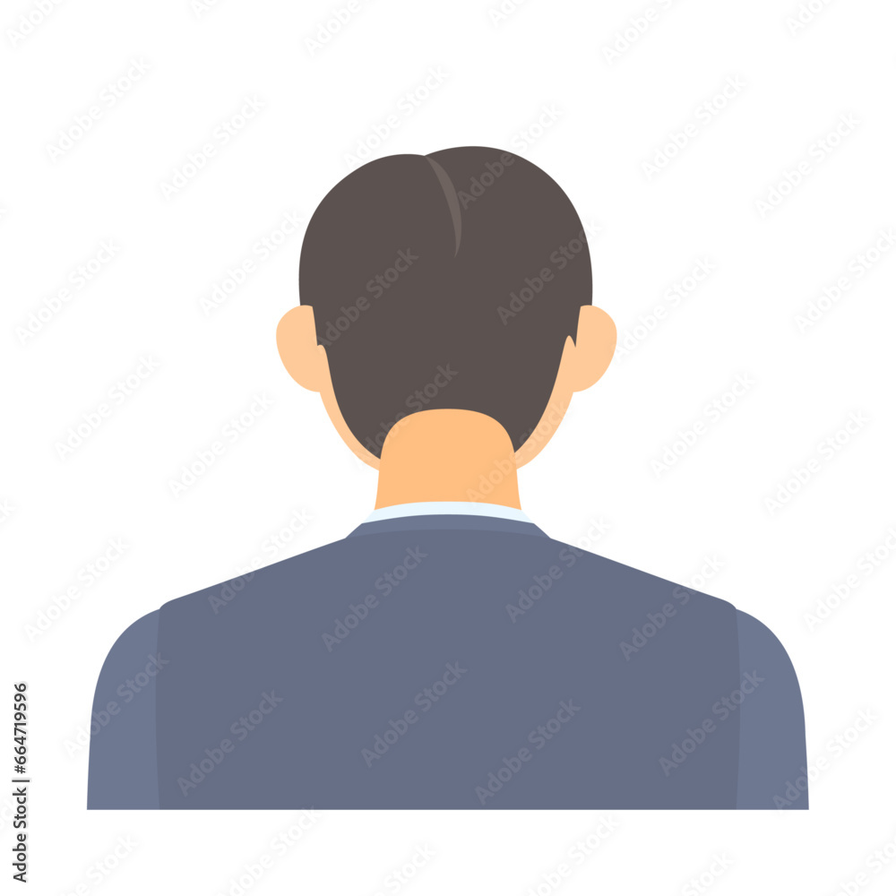 中年男性会社員の後ろ姿。フラットなベクターイラスト。 The back view of a middle-aged male office worker. Flat designed vector illustration. 中年男性会社員の後ろ姿。フラットなベクターイラスト。 The back view of a middle-aged male office worker. Flat designed vector illustration.