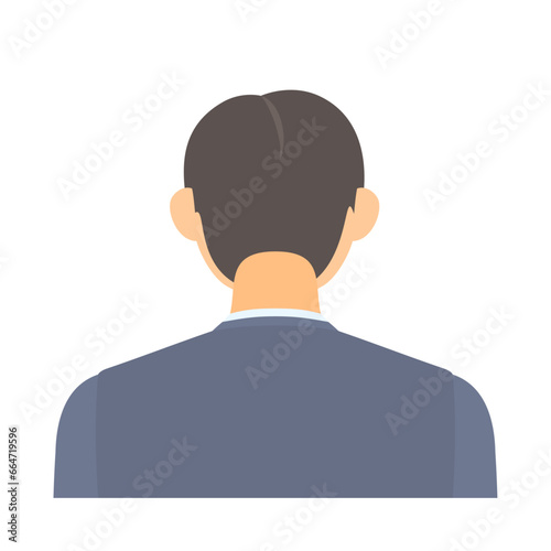 中年男性会社員の後ろ姿。フラットなベクターイラスト。 The back view of a middle-aged male office worker. Flat designed vector illustration.