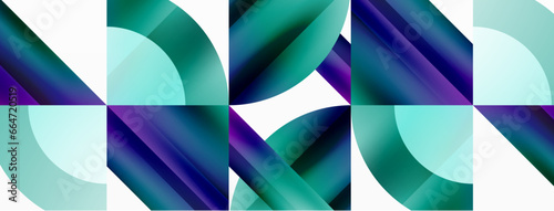 Minimalist marvel - squares and circles unite in harmonious geometry. Muted tones weave serene backdrop where structured tiles form dance of timeless elegance, epitomizing modern simplicity