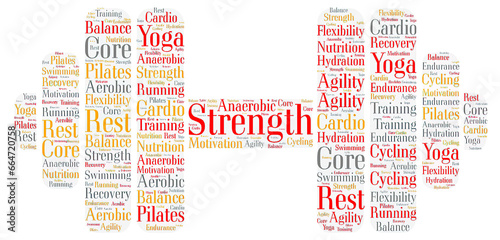 a word cloud of fitness goals which encapsulates various fitness terminologies and aspirations, making it a motivating visual piece for individuals aiming to achieve their workout targets photo