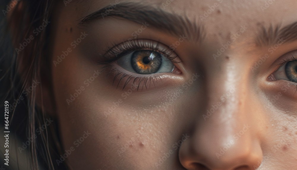 Fototapeta premium A beautiful young woman with brown hair smiling at the camera generated by AI