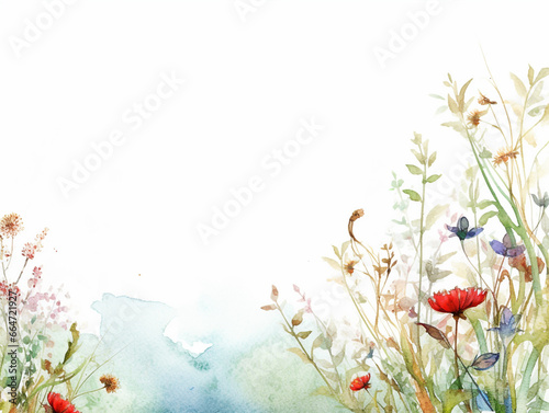 Water color flowers on white background