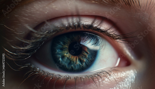 Caucasian woman eye, macro view, gazing into the camera generated by AI