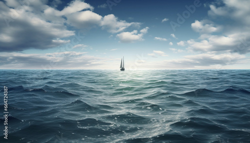 Sailing ship glides on waves, wind guides towards nautical adventure generated by AI photo