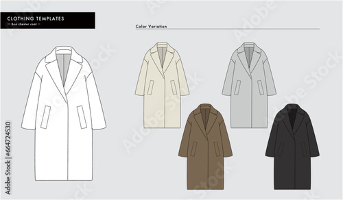 ボアコート　アウター　絵型イラスト　テンプレート　おしゃれ　カラーバリエーション　Clothing illustration Template fashionable color variation
