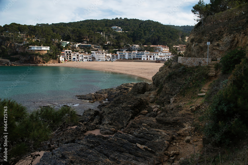 Beautiful beach of Sa Riera, on the Costa Brava, province of Gerona, Spain.