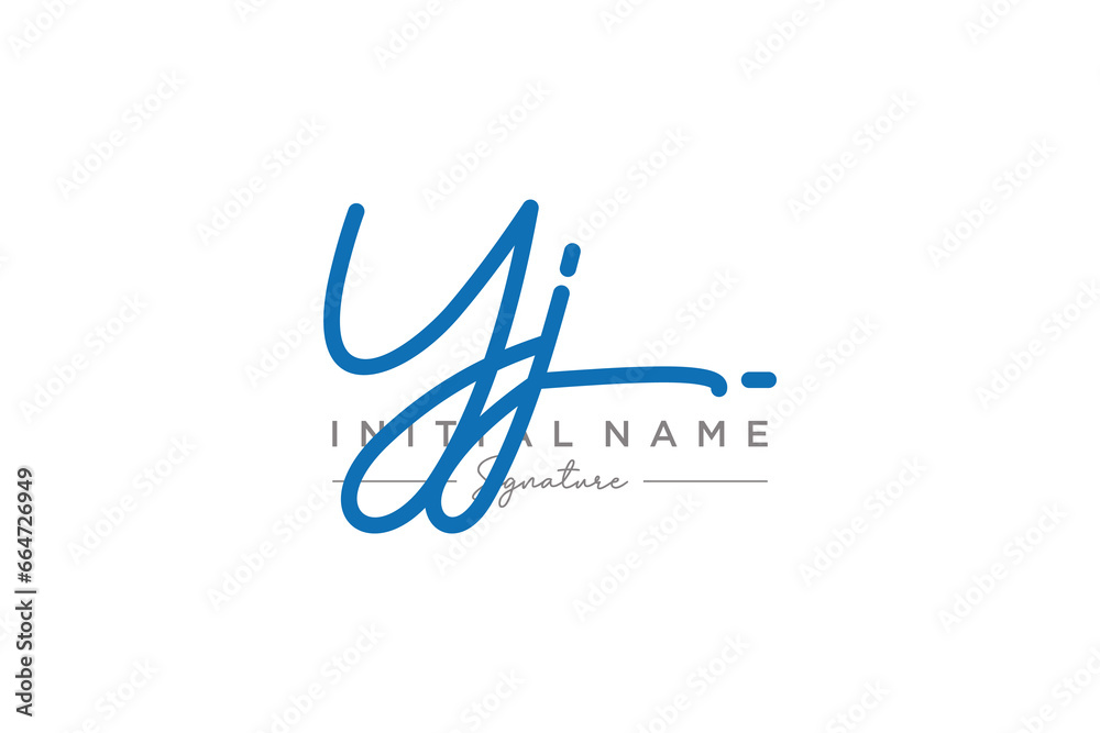 Initial YJ signature logo template vector. Hand drawn Calligraphy lettering Vector illustration. Initial YJ signature logo template vector. Hand drawn Calligraphy lettering Vector illustration.