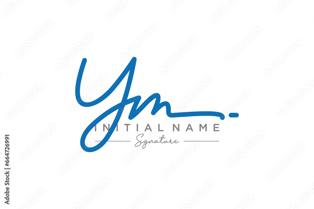 Initial YM signature logo template vector. Hand drawn Calligraphy lettering Vector illustration.