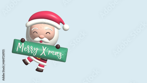 Cute Cartoon Santa Claus. Christmas Holidays 3d rendering illustration.