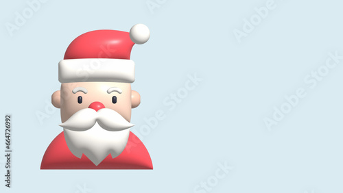 Cute Cartoon Santa Claus. Christmas Holidays 3d rendering illustration.
