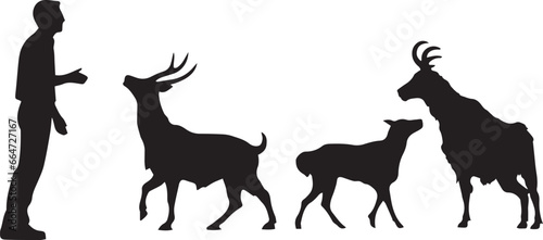 A man with a deer silhouette vector illustration