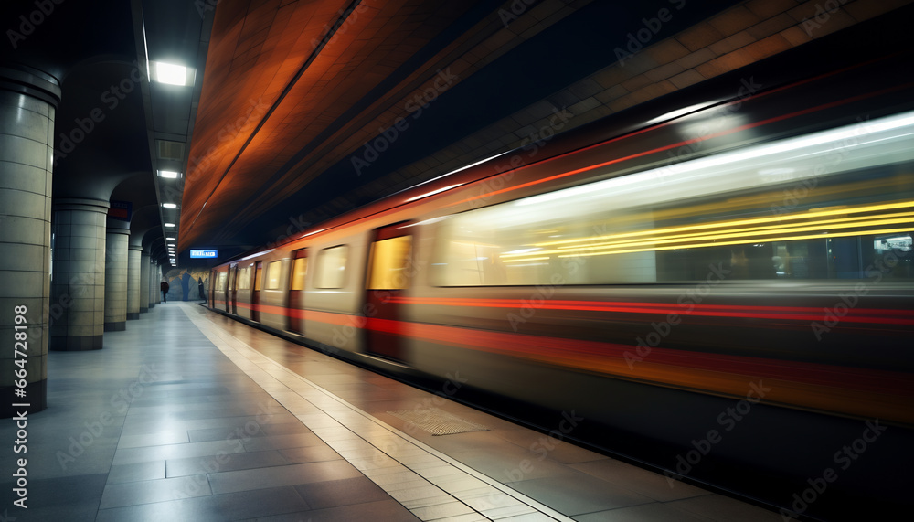 a quiet subway station, empty without passengers