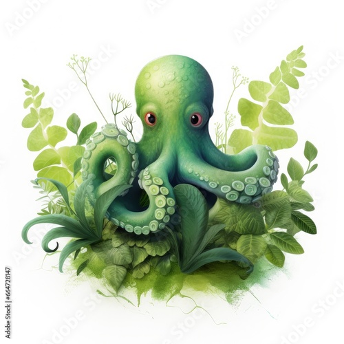 Watercolor Octopus for kids.