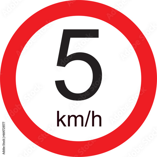 velocidad permitida en esta área, atención, precaución, 5 km, autorización, speed allowed in this area, caution, authorization 