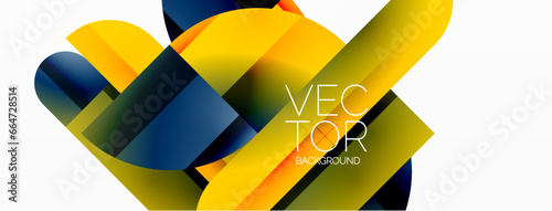 Abstract masterpiece formed by delicate interplay of circles, squares, and triangles. Geometric elements converge in harmonious chaos, evoking sense of modern creativity. Symphony of shapes