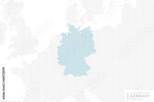 ドイツを中心とした青のドットマップ。 中サイズ。 