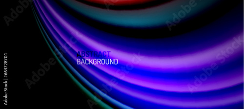 Rainbow color wave lines on black. Techno or business abstract background for posters, covers, banners, brochures, websites