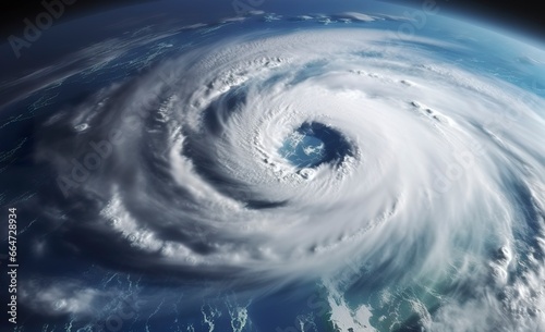 Super Typhoon, tropical storm, cyclone, tornado, over ocean. Weather background.