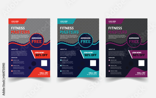 Modern Body Fitness Business Flyer Design Template, Creative Gym flier A4 Vectors. photo