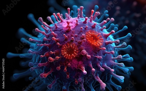 Influenza virus, vibrant colors
