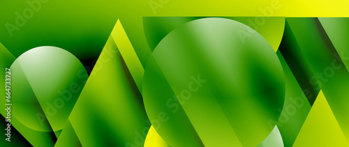 Captivating abstract backdrop composed of interlocking triangles and circles, forming an intriguing dance of shapes and patterns that exude both elegance and modernity