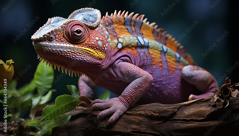 Obraz premium A cute gecko in the tropical rainforest, looking at camera generated by AI