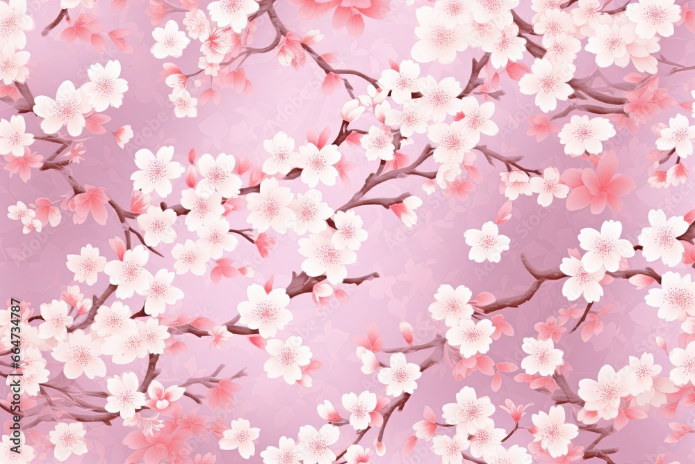 Cherry Blossom Pink: Delicate Spring Bloom Pattern - A Captivating Image of the Enchanting Pink Hues of Cherry Blossoms in Full Bloom, generative AI