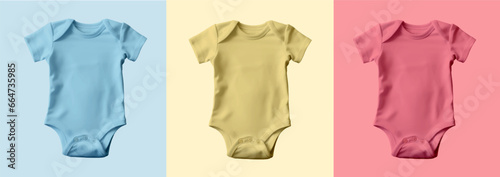 Clothes for newborn, Baby romper mockup, Infant One size clothes, Blank kid jumpsuit mock up, Baby cloth bodysuit on colorful background 