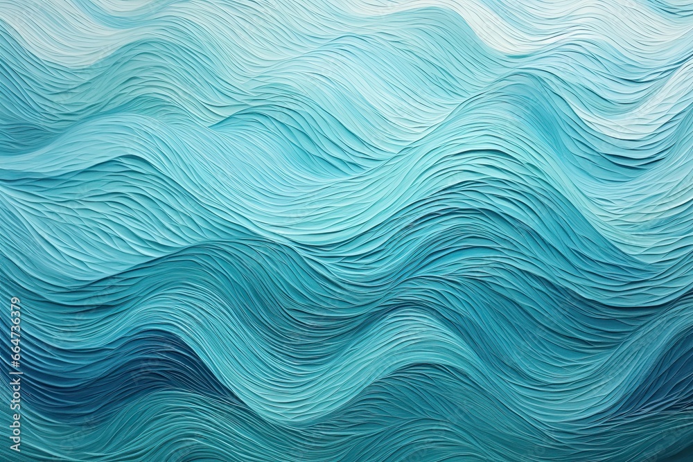 Cyan Color Fragment: Artwork on Paper with Wavy Pattern - Vibrant Cyan Palette for Stunning Visuals, generative AI